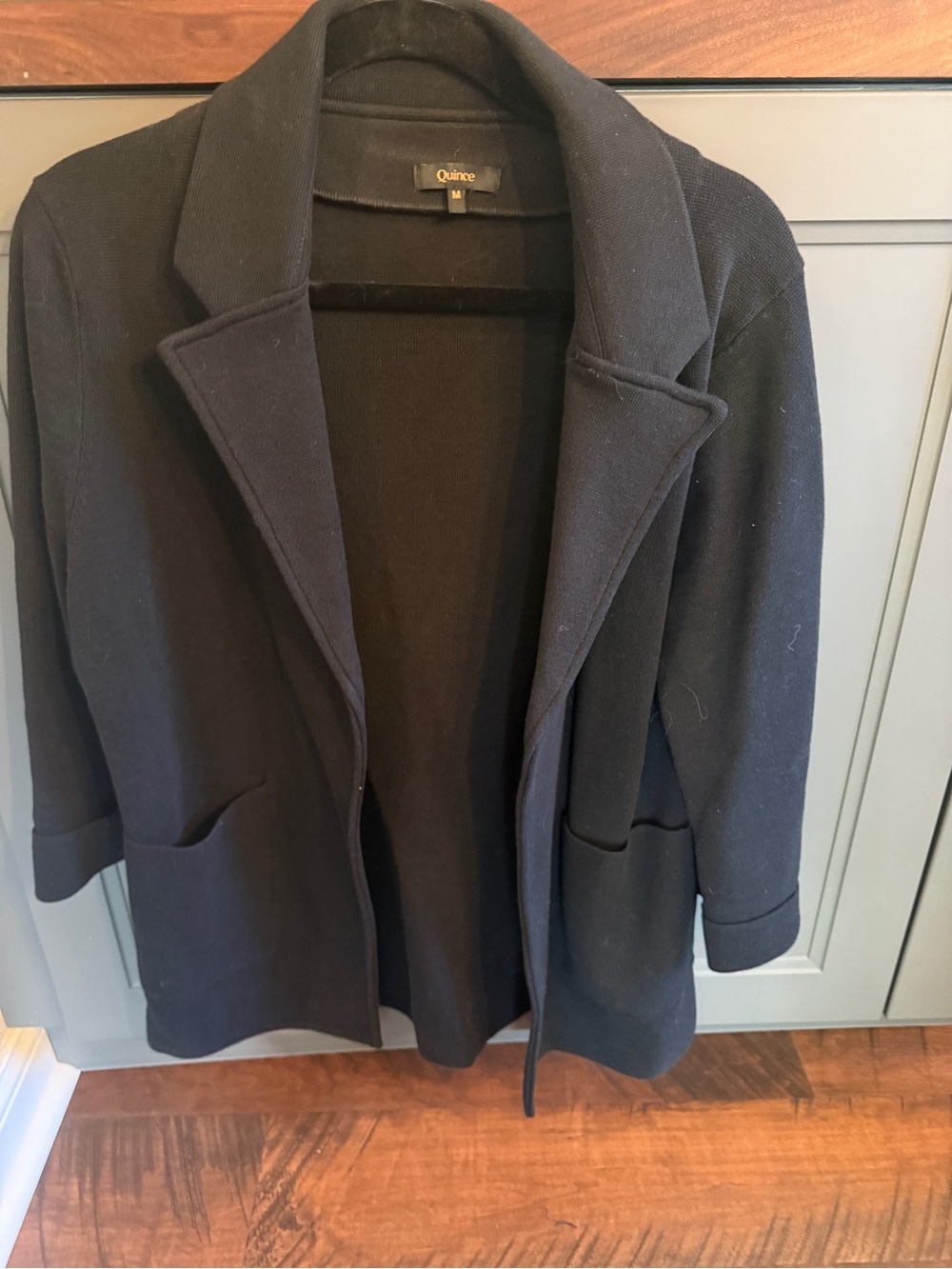 Quince Black Knit Open-Front Women's Stretch Blazer